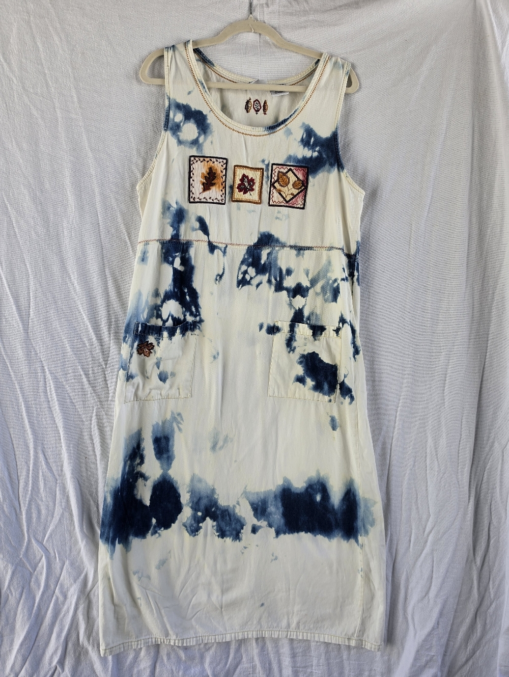 Vintage Bobbie Brooks Sleeveless Denim Maxi XL Boho Patchwork Unique Upcycled